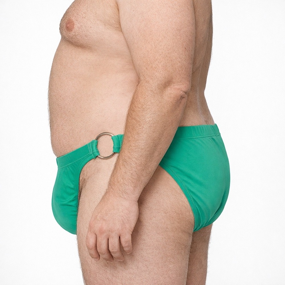Andrew Christian XL (35-38) Green Almost Naked Swim Brief O-Ring 70137 NWT - Picture 3 of 10